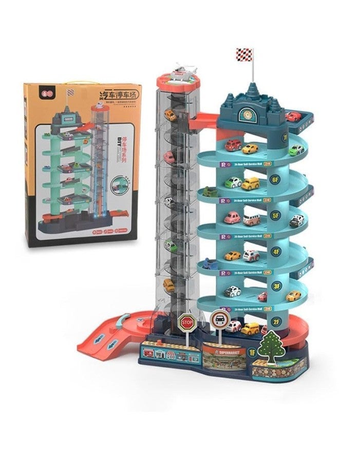 Oupstrive City Garage Playset Car Race Track for Toddlers, 7 Level Track Set Toy Parking Adventure Toy, Kids Tracks Parking Lot Playsets Boys Girls Gifts for 3-8 Years Old - Image 1